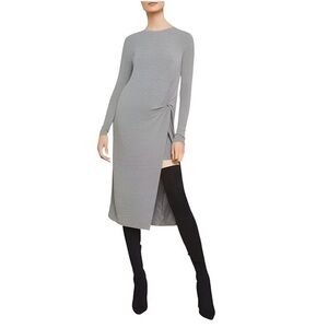 BCBG Maxazria Twist Front Midi Long Sleeve Dress Womens‎ Size XXS Heather Gray